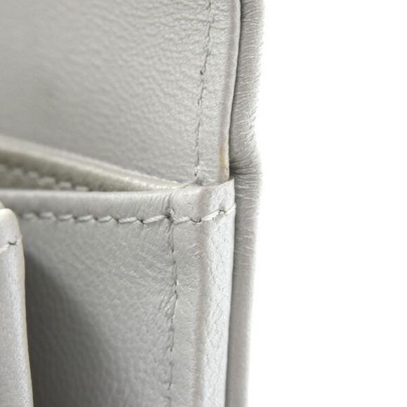 CHANEL Authentic Gray Lambskin Leather Logo Wallet - Picture 9 of 10